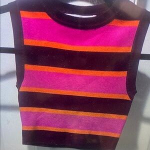 Striped Sleeveless Top - Pink and Orange
